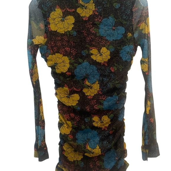 URBAN Outfitters cinched metallic mesh whimsigoth floral button size S mini - Picture 4 of 8